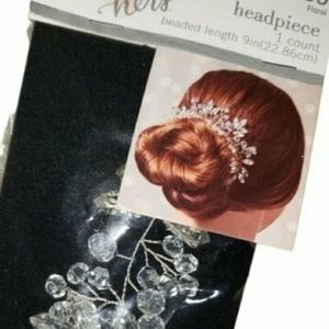 Studio His & Hers Bridal  Rhinestone & Crystal Beads 9" Wired Headband Prom NEW